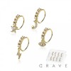 8PCS OF ASSORTED CZ DANGLE 316L SURGICAL STEEL O-RING NOSE HOOP BOX